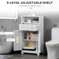 kleankin Bathroom Cabinet Organizer, Freestanding Small Storage Cabinet with Two Drawers and Adjustable Shelf for Living Room, or Entryway, White(m-5)