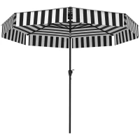 Outsunny 8.6 ft Patio Umbrella, UPF 30+ Outdoor Market Table Umbrella Parasol with 2-Tier Vent, Crank, 8 Ribs, Tilt, Black(m-2)