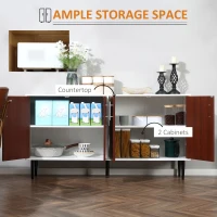 HOMCOM Modern Sideboard, Buffet Cabinet, Console Table with Adjustable Shelves, Anti-Topple Design, and Large Countertop, Brown(m-4)
