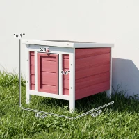 PawHut Small Wooden Rabbit Hutch Bunny Cage Guinea Pig Cage Duck House Dog House with Openable & Waterproof Roof, for Rabbits, Chickens, Ducks, Red(m-3)