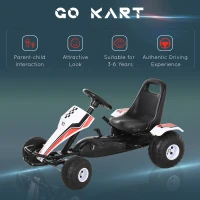 Aosom Pedal Go Kart Children Ride on Car Racing Style with Adjustable Seat, Plastic Wheels, Handbrake and Shift Lever, White(m-7)