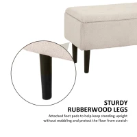 HOMCOM Modern Storage Bench, Ottoman with Storage and Lamb's Wool Upholstery for Living Room, Bedroom, Cream White(m-5)