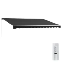 Outsunny 16' x 10' Electric Awning, Retractable Awning, Black(m-1)