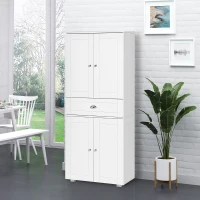 HOMCOM Tall Storage Cabinet, 72" Freestanding Kitchen Pantry Cabinet with 4 Doors, Drawer and Adjustable Shelves, White(m-2)