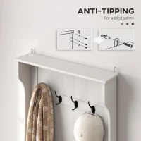 HOMCOM Hall Tree with Coat Rack, Storage, and Sitting Bench, Cream White(m-7)