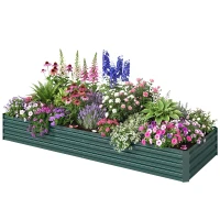 Outsunny 95" x 36" x 12" Galvanized Raised Garden Bed, Easy DIY and Cleaning for Growing Flowers, Herbs, Succulents, Green(m-11)