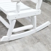 Outsunny 2-Person Wood Rocking Chair with Log Design, Heavy Duty Loveseat with Wide Curved Seats for Patio, Backyard, Garden, White(m-8)