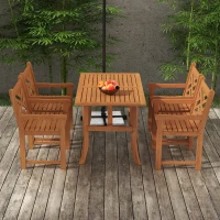 Outsunny Outdoor Patio Dining Set, 4 Seater Wood Dining Table and Chairs for Backyard, Conservatory, Garden, Poolside, Deck, Teak(m-7)