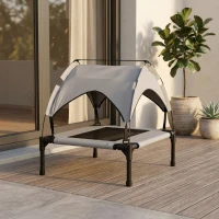 PawHut Elevated Dog Bed with Canopy, Raised Outdoor Pet Bed for Camping with Washable Breathable Mesh, 30" x 24" x 27"(m-9)
