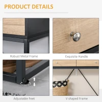 HOMCOM Console Table, Hallway Table with 2 Drawers,  Steel Frame Sofa Table for Entrance and Living Room, Black(m-5)