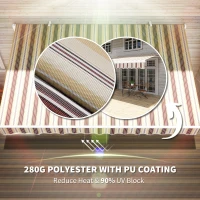 Outsunny 13' x 8' Retractable Awning, Patio Awnings, Sunshade Shelter w/ Manual Crank Handle(m-5)