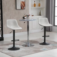 HOMCOM Adjustable Bar Stools, Swivel Bar Height Chairs Barstools Padded with Back for Kitchen, Counter, and Home Bar, Set of 2, Cream White(m-10)