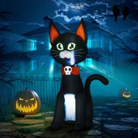 HOMCOM 4.1 ft Inflatable Halloween Black Cat,  Outdoor LED Lighted Yard Party Decoration, Waterproof(m-2)