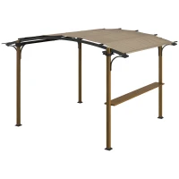Outsunny 12' x 10' Outdoor Pergola with Bar Counter, Sun Shade Canopy, Aluminum and Steel Frame for Backyard(m-1)