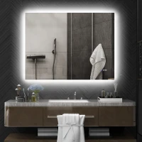 HOMCOM Dimmable Bathroom Mirror with Lights, 37" x 35" Backlit LED Mirror w/ Anti-Fog, Memory & Infinite Color Temperature(m-2)