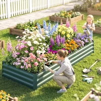 Outsunny 95" x 36" x 12" Galvanized Raised Garden Bed, Easy DIY and Cleaning for Growing Flowers, Herbs, Succulents, Green(m-10)