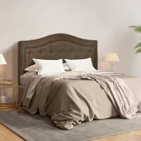 HOMCOM Upholstered Headboard, Button Tufted Bedhead Board, Home Bedroom Decoration for Full-Sized Beds, Brown(m-10)