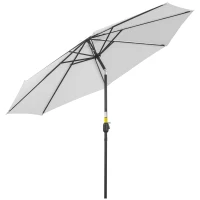 Outsunny 10' x 8' Round Market Umbrella, Patio Umbrella with Crank Handle and Tilt, Outdoor Parasol for Garden, White(m-9)