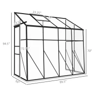 Outsunny 8' x 4' Walk-in Polycarbonate Greenhouse, Lean-to Aluminum Green House with Rain Gutter and Foundation, Black(m-3)