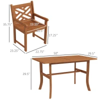 Outsunny Outdoor Patio Dining Set, 4 Seater Wood Dining Table and Chairs for Backyard, Conservatory, Garden, Poolside, Deck, Teak(m-3)
