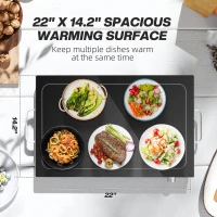 HOMCOM Food Warmer with Adjustable Temperature, Electric Warming Tray with Cool-Touch Handles for Parties, Buffets, Black(m-4)