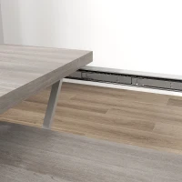 HOMCOM 47"-63" Extendable Dining Table for 4-6, Farmhouse Expandable Kitchen Table with Heavy Duty Trestle Base, Gray(m-8)