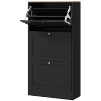 HOMCOM Modern Shoe Storage Cabinet with 3 Flip Drawers and Adjustable Shelves for 12-18 Pairs of Shoes, Black