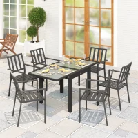 Outsunny Extendable Patio Dining Table, Tempered Glass Aluminum Outdoor Table for Garden Lawn Backyard, Clear(m-1)