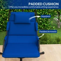 Outsunny Hammock Chair with Stand and PA Coating Cushion, Hanging Swing Chair with Steel Frame for Indoor and Outdoor, Dark Blue(m-5)