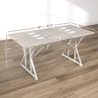HOMCOM 47"-63" Extendable Dining Table for 4-6, Farmhouse Expandable Kitchen Table with Heavy Duty Trestle Base, Gray(m-3)
