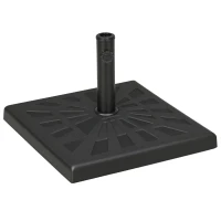 Outsunny 42lbs Resin Patio Umbrella Base, 20" Square Outdoor Umbrella Stand Holder for Parasol Poles 1.26", 1.5", and 1.9" Dia, Black(m-1)