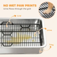PawHut Dog Potty Tray Stainless Steel for Small and Medium Dogs, Dog Training Tray for Porch, Bathroom, Balcony, 28" x 20" x 4"(m-5)