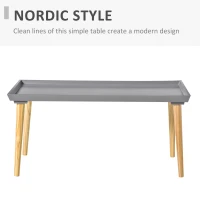 HOMCOM Coffee Table with Tray Top, Nordic Center Table with Pine Wood Legs, Rectangle Coffee Tables for Living Room, Gray(m-7)