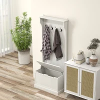 HOMCOM Hall Tree with Coat Rack, Storage, and Sitting Bench, Cream White(m-8)