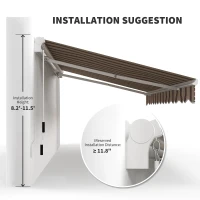 Outsunny 13' x 8' Retractable Awning, Patio Awnings, Sunshade Shelter w/ Manual Crank Handle(m-7)