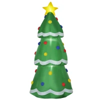 HOMCOM 8ft Christmas Inflatable Decorated Christmas Tree, Outdoor Blow-Up Yard Decoration with LED Lights Display(m-1)