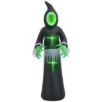 HOMCOM 8ft Inflatable Halloween Mirror Face Ghost, Blow Up LED Display for Garden Indoor Outdoor(m-11)