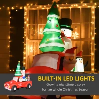 HOMCOM 7.5ft Christmas Inflatable Santa Claus Driving a Truck with Snowman, Penguin and Tree, Outdoor Blow-Up Yard Decoration with LED Lights Display(m-4)