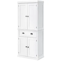 HOMCOM 72.5" Kitchen Cabinet, Pantry Storage Cabinet with Doors and Shelves, Freestanding Food Pantry Cabinet, White(m-1)