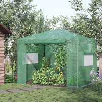 Outsunny 10' x 8' Portable Walk-in Greenhouse, Folding Pop-up, Outdoor Canopy Hot House, Roll-Up Zipper Door & 2 Ventilating Side Windows for Growing Flowers, Herbs, Vegetables, Saplings, Succulents(m-16)