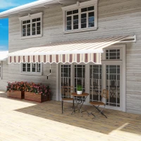 Outsunny 13' x 8' Retractable Awning, Patio Awnings, Sunshade Shelter w/ Manual Crank Handle(m-10)