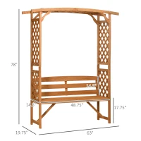 Outsunny Patio Garden Bench, Wooden Bench, Outdoor Bench for Vines/Climbing Plants, Brown(m-3)