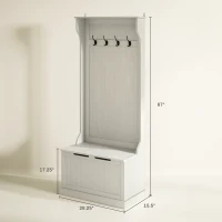 HOMCOM Hall Tree with Coat Rack, Storage, and Sitting Bench, Cream White(m-3)