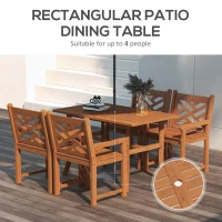 Outsunny Outdoor Patio Dining Set, 4 Seater Wood Dining Table and Chairs for Backyard, Conservatory, Garden, Poolside, Deck, Teak(m-6)