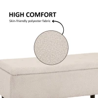 HOMCOM Modern Storage Bench, Ottoman with Storage and Lamb's Wool Upholstery for Living Room, Bedroom, Cream White(m-6)