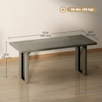 HOMCOM Industrial Kitchen Table for 8, 71" Rectangular Dining Table with Thick Tabletop for Dining Room, Grey Wood Finish(m-3)