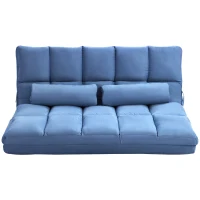 HOMCOM Recliner Sofa, Convertible Floor Sofa Chair with 2 Pillows, Adjustable Backrest and Headrest, Blue(m-1)