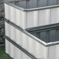 Outsunny 3 Tier Raised Garden Bed Outdoor Metal Patio Planter Box with Gloves, 4' x 4' x 2' for Backyard, White(m-9)