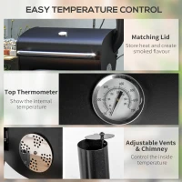Outsunny Charcoal Barbecue Grill, BBQ with Thermometer, Shelves and Wheels, Black(m-5)