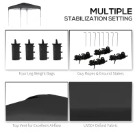 Outsunny 8' x 8' Pop Up Canopy Tent with Wheeled Carry Bag and 4 Sandbags, Instant Sun Shelter, Tents, Black(m-7)